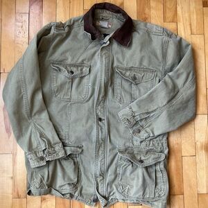 Guess Classic Sportswear jacket green leather collar distressed 1994 size medium